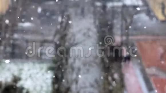 下雪冬季雪公园的人2视频的预览图