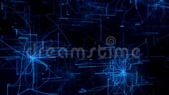 3D蓝多层矩阵网网格内部标志运动背景视频的预览图