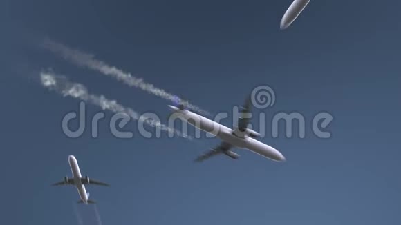 飞行飞机显示北京字幕中国旅游概念介绍动画视频的预览图