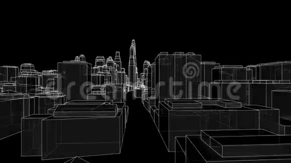 城市步行蓝图风格3D插图视频视频的预览图