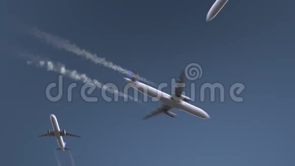 飞行飞机显示吉隆坡字幕前往马来西亚概念介绍动画视频的预览图