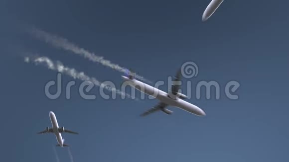 飞行飞机显示约翰内斯堡标题前往南非概念介绍动画视频的预览图