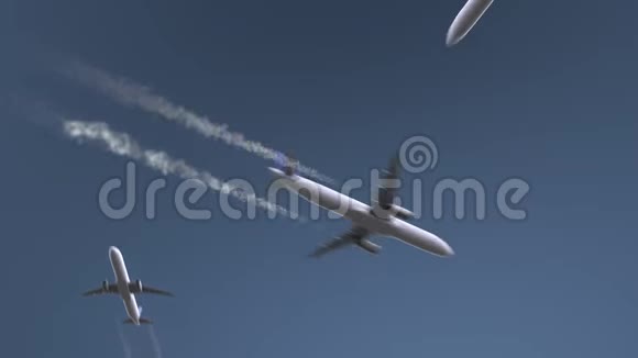 飞行飞机显示波哥大字幕哥伦比亚旅游概念介绍动画视频的预览图