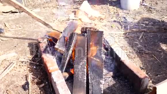 柴火火在室外燃烧视频的预览图
