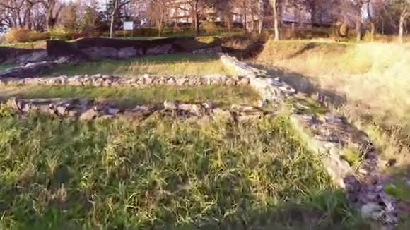 古罗马要塞奥吉索斯遗址鸟瞰视频的预览图