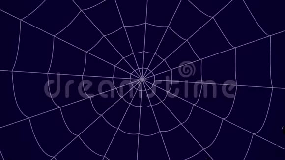 蓝色背景上的同心蜘蛛网三只蜘蛛向中心爬行视频的预览图