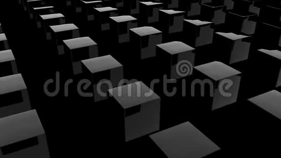 一排排黑亮的立方体现代计算机生成三维渲染背景视频的预览图