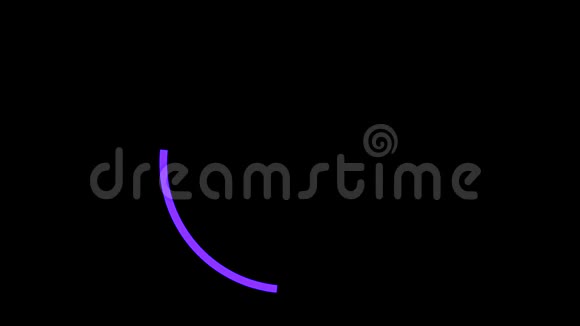 抽象紫色窄霓虹灯线在黑色背景上孤立的圆圈中移动无缝循环动画发光视频的预览图