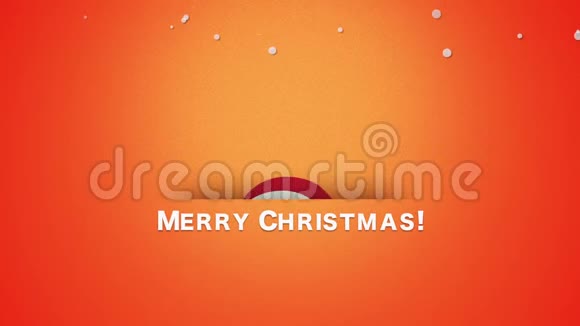 动画特写圣诞快乐文字有趣的企鹅在橙色背景上挥手视频的预览图