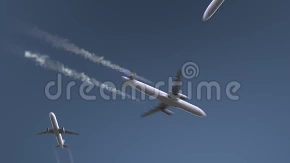 飞行飞机显示提华纳字幕前往墨西哥概念介绍动画视频的预览图