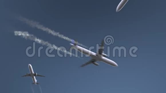 飞行飞机显示托卢卡标题前往墨西哥概念介绍动画视频的预览图