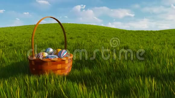 绿茵草地上的彩蛋篮视频的预览图