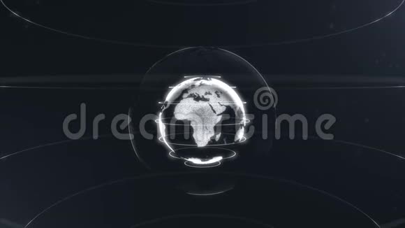 白色抽象球体与线条相连的白点全球化界面星球正向中心移动搬迁视频的预览图