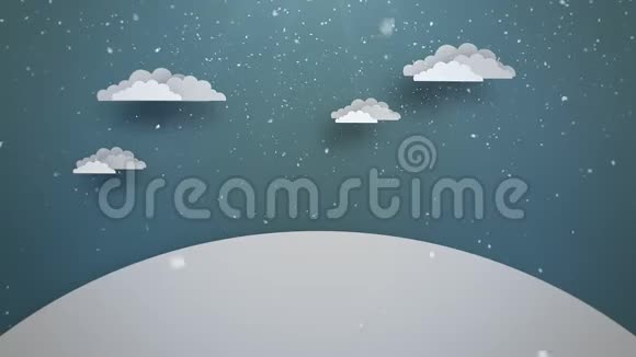 动画特写蓝天云彩和雪景视频的预览图