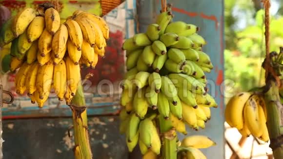 在斯里兰卡Mirissa当地商店悬挂香蕉的景色视频的预览图
