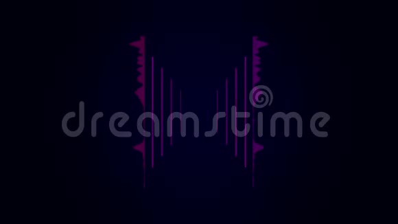 提取波形音频频谱中的彩色均衡器深蓝色背景上的粉红色音频信号音乐视频的预览图