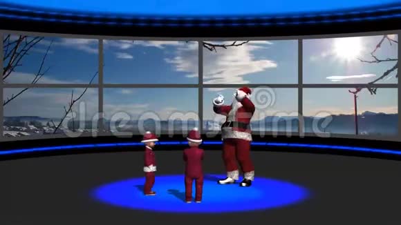 动画舞台图片墙圣诞快乐绿色屏幕视频的预览图