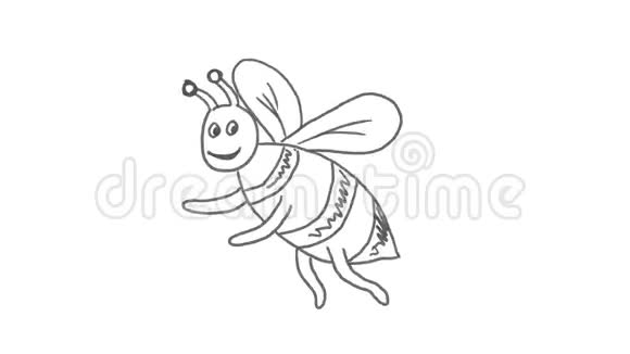蜂蜜蜜蜂飞行绘图2D动画视频的预览图