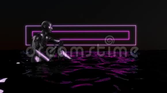 抽象人形坐在水里视频的预览图