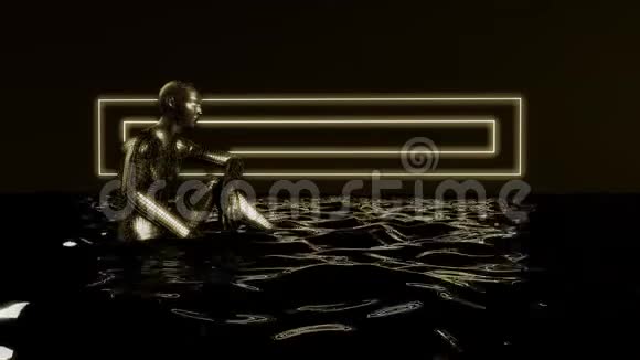 抽象人形坐在水里视频的预览图