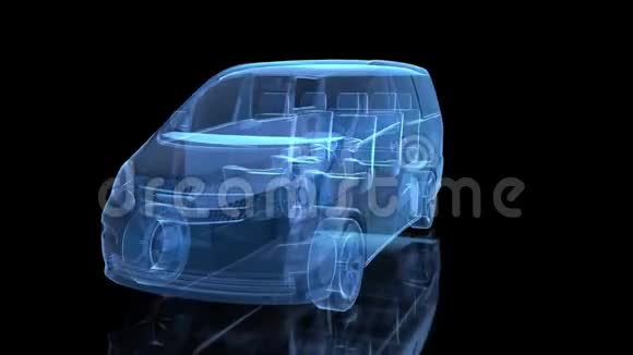 小货车3D模型黑白动画360度旋转视频的预览图