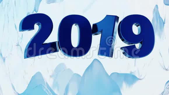 大的2019蓝色设计在冰洞里结霜视频的预览图