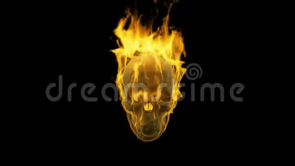 用阿尔法通道绘制火焰中的头骨三维渲染视频的预览图