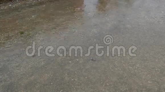 雨点落在水坑上4K视频的预览图