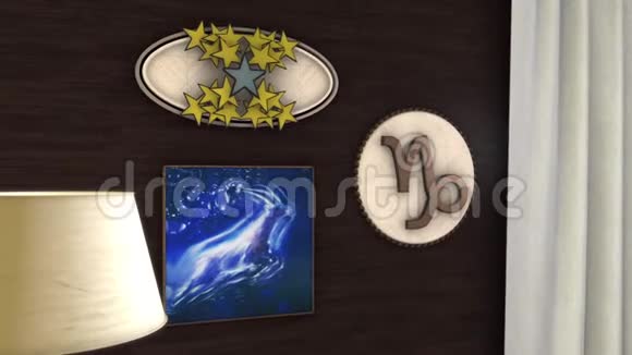 占星征抽象动画动画动画的图形内部与生肖标志在墙上占星学视频的预览图