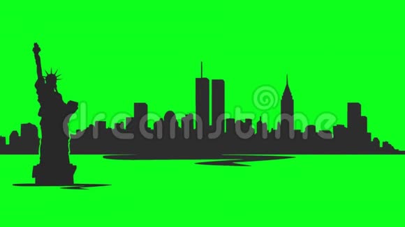 纽约绿屏天际线插图视频的预览图
