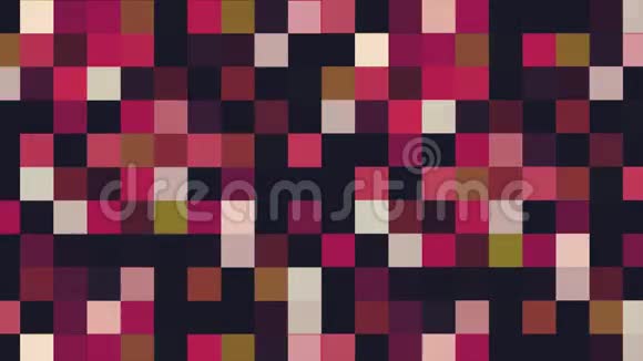 彩色像素动画与闪烁方块无缝循环动画黑色闪烁的几何图案视频的预览图