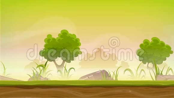 界面游戏中的无缝森林景观动画视频的预览图