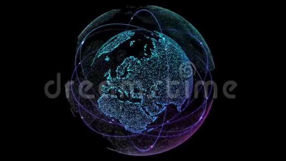 全球网络连接地球与轨道卫星的数字技术连接无缝隙循环全球视频的预览图