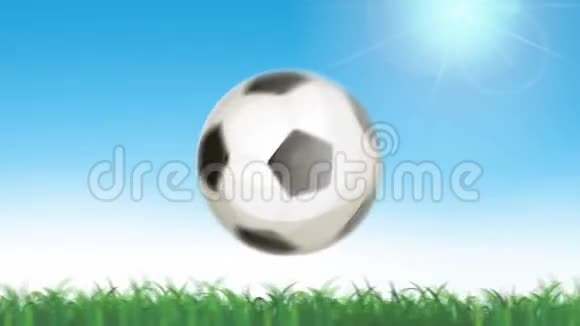 足球在无缝草地上飞舞视频的预览图