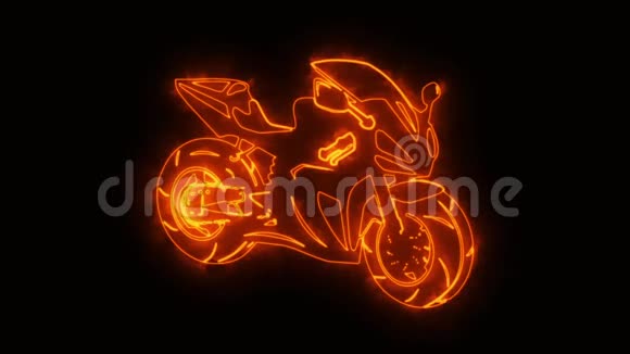 橙色燃烧种族摩托自行车标志循环图形元素视频的预览图