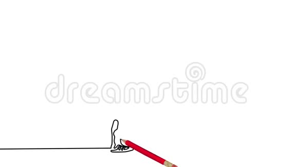 男人和孩子用伞一次划动画与铅笔视频的预览图