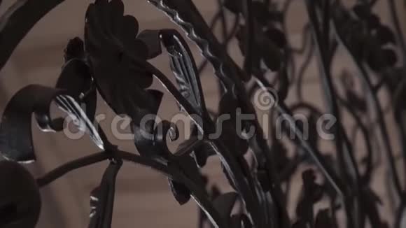艺术锻造元素和铁栅栏粗金属曲线装饰元素复古装饰元素围栏设计视频的预览图
