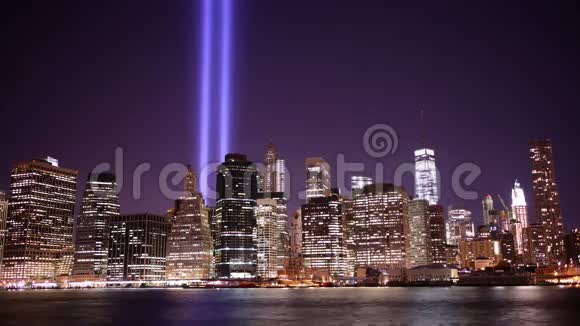 曼哈顿纪念塔的全景纽约4k时光流逝视频的预览图