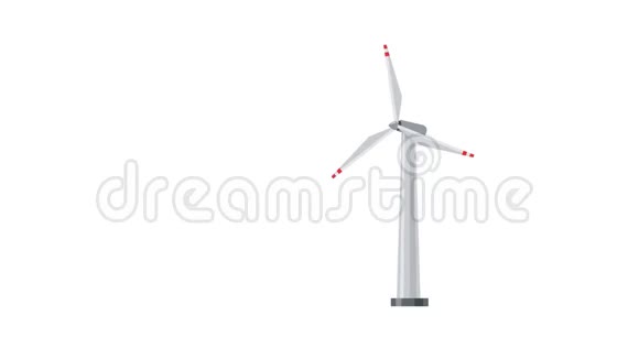 卡通动画中的孤立旋转风力发电机视频的预览图
