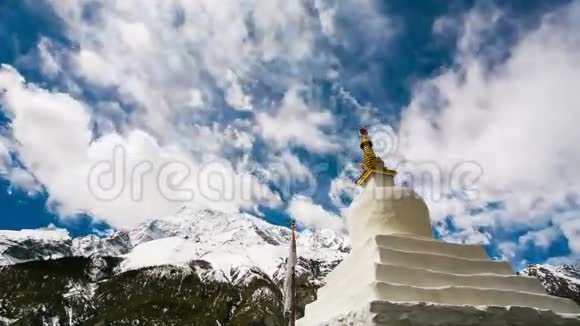 尼泊尔布拉卡喜马拉雅山修道院的4k延时视图视频的预览图