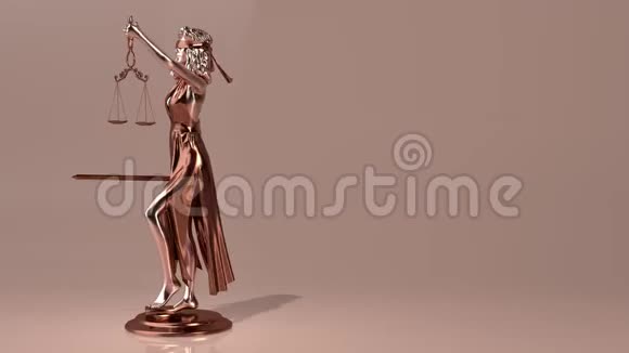 正义的雕像ThemisFemida手里拿着鳞片和剑三维渲染视频的预览图