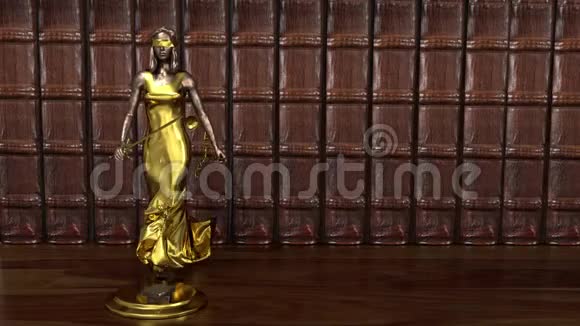 正义的雕像ThemisFemida他手拿着鳞片和剑3D绘制视频的预览图