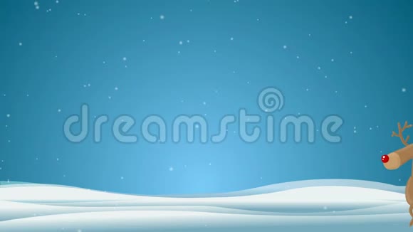 卡通可爱的矢量鹿在圣诞背景下行走视频的预览图