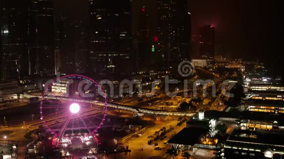 大城市的摩天大楼夜景库存夜晚的城市美景视频的预览图