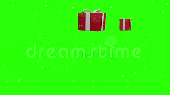 在绿色背景上蹦蹦跳跳的圣诞礼物视频的预览图