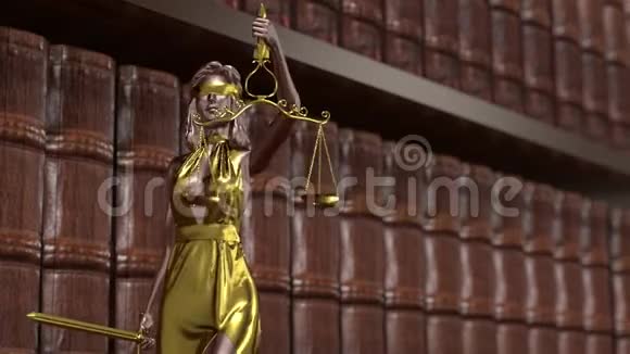 正义的雕像ThemisFemida手里拿着鳞片和剑三维渲染视频的预览图