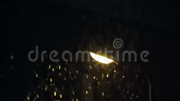 夜晚在大雪纷飞时的灯笼视频的预览图