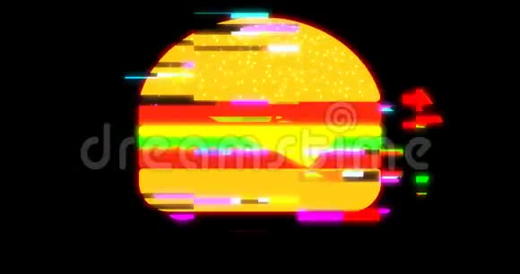 绘制标记像素汉堡故障卡通手工动画无缝环液晶屏幕背景新质量视频的预览图