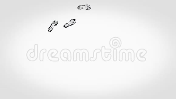 在白色背景上以圆圈行走的鞋印动画鞋印视频的预览图