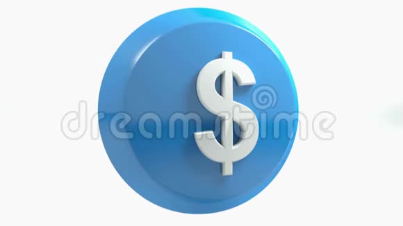 美元蓝色圆形图标移动3D渲染视频视频的预览图